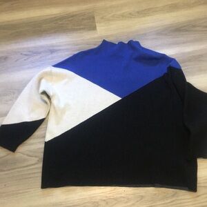 Tahari Colorblock Sweater in Blue, Black, and Cream